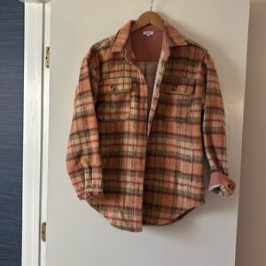 Pink and Brown Plaid Shacket Size S